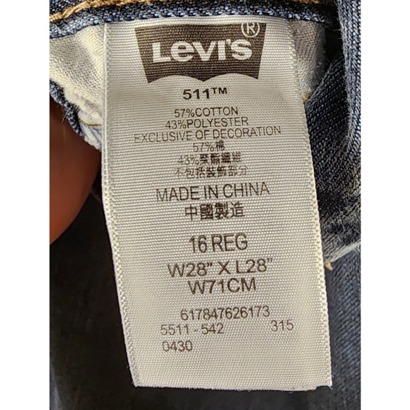Levis 511 Slim Denim Jeans Dark-Wash Boy Size 16 Men's W28/L28 - Picture 6 of 6